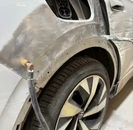 VW side damage following accident: Click Here To View Larger Image